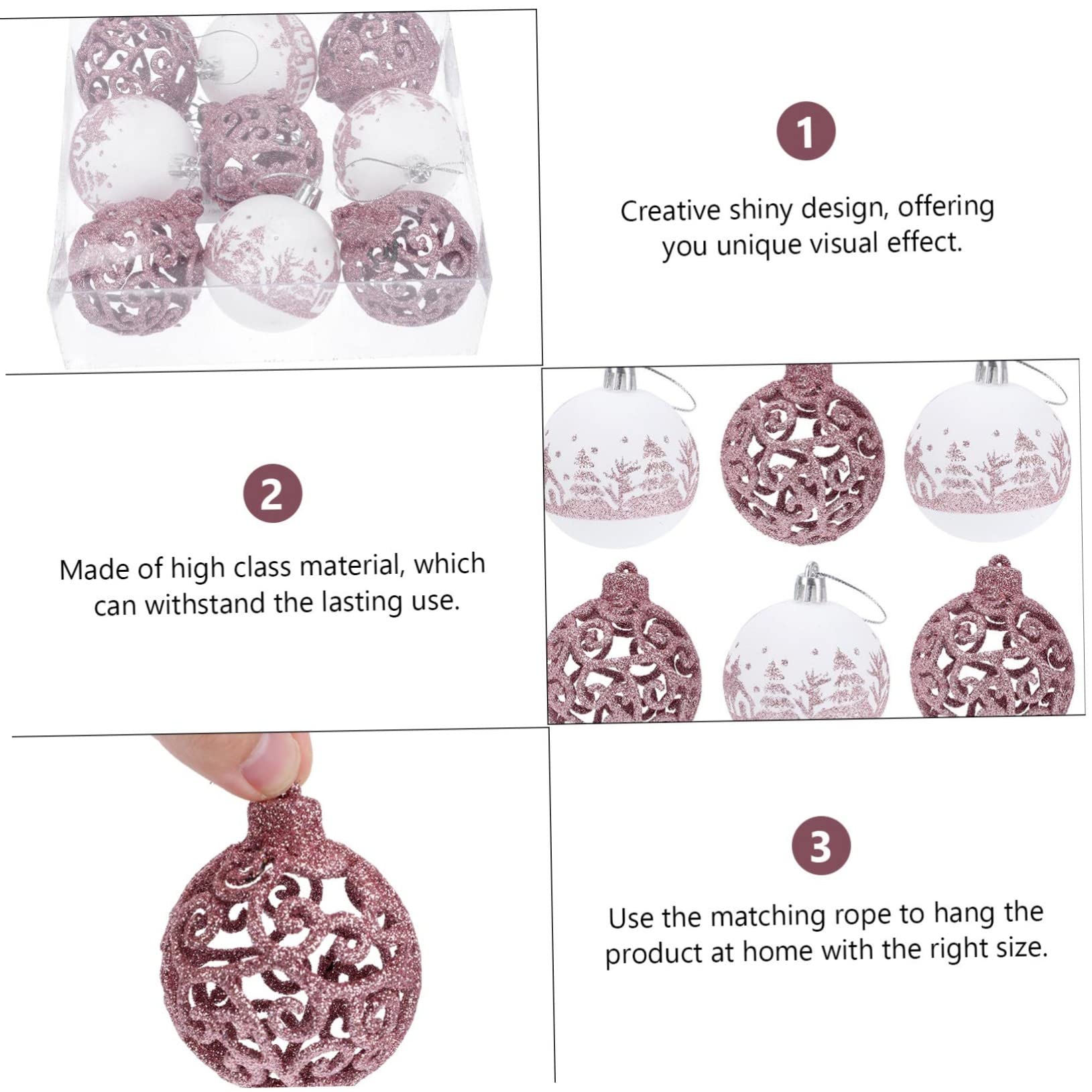 ABOOFAN Lot De 3 Magnifiques Boules De Noël en Forme De Roses Décoratives Et Festives À Suspendre sur Le Thème De Noël 9 Pièces X 3