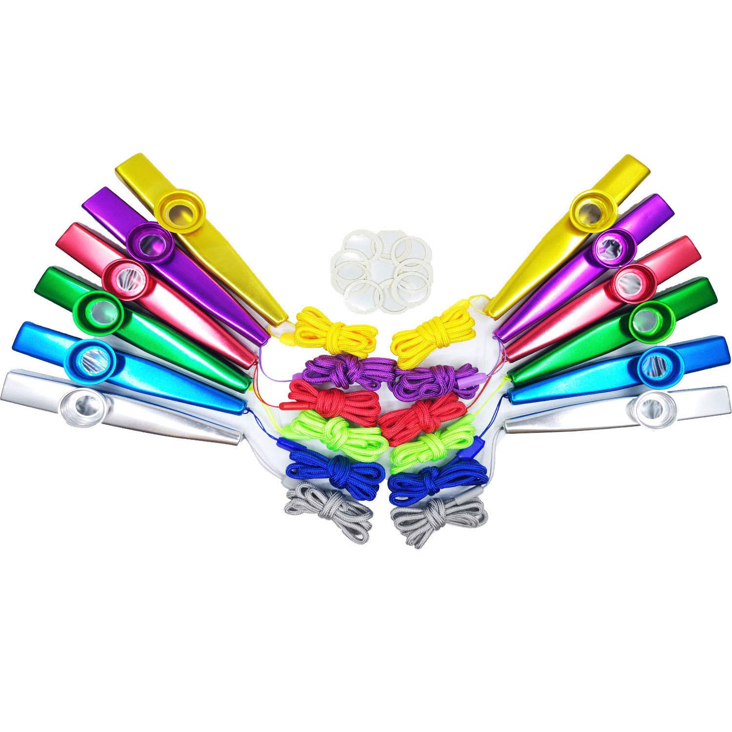 Fartime 18Pcs Metal Kazoos With Lanyards,With 20Pcs Kazoo Flute