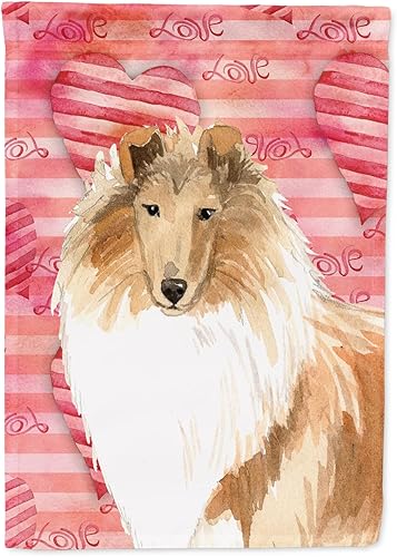 Miniatura 1 de Caroline's Treasures CK1756GF Bandera de jardín Love a Rough Collie para buzón, bandera decorativa para patio exterior, obras de arte de patio,