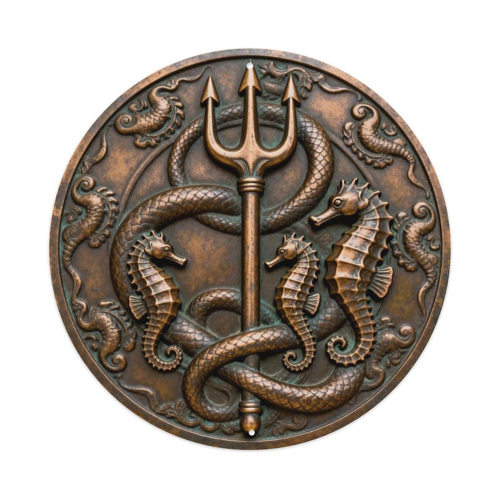 Poseidon Hippocampus Sea Creature Metal Tin Sign Plaque