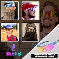 Vista 28 de IKTOD Gafas de sol deportivas polarizadas UV400 para hombres, mujeres y jóvenes – béisbol, softbol, gafas de ciclismo para niños, estilo bandera