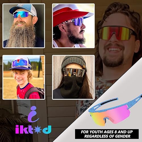 Miniatura 28 de IKTOD Gafas de sol deportivas polarizadas UV400 para hombres, mujeres y jóvenes – béisbol, softbol, gafas de ciclismo para niños, estilo bandera