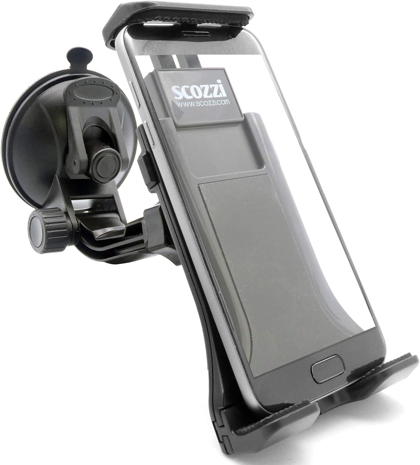 SCOZZI car mount holder for the windshield (black) for Huawei (P10 / P10 Plus / P10 Lite / Mate 9 / Mate 9 Pro / Nova / Nova Plus / P9 / P9 Plus / P9 Lite / GR5 2017 / Y7 / Y3 2017 / Y5 2017 / Mate 8 / Mate S / Nexus 6P / G8 / P8 / P8 Max / P8 Lite / P8 Lite 2017 / GT3 / Y6II / Y5II / Y3II / Y6 PRO / GR5 / GR3 / Ascend Mate 7 G7 P7 G620s Y550 P6 G730 Y330 Y530 G630 G6 Y300 / Mod:2)