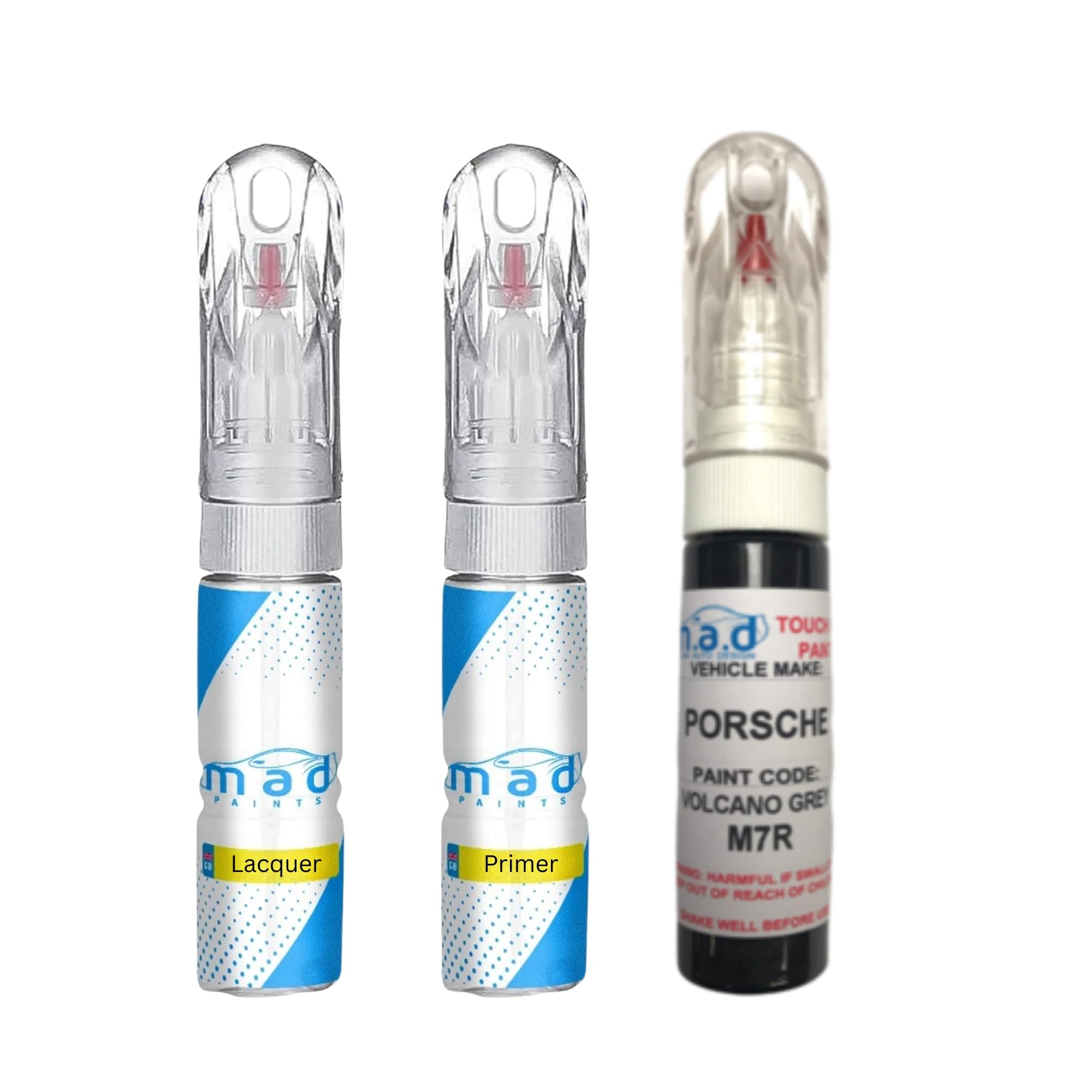 M.a.d Myldan Auto Design Paint + Primer + Lacquer Touch Up Car Paint 20Ml Pen For Porsche Volcano Grey M7r (Paint + Primer + Lacquer)