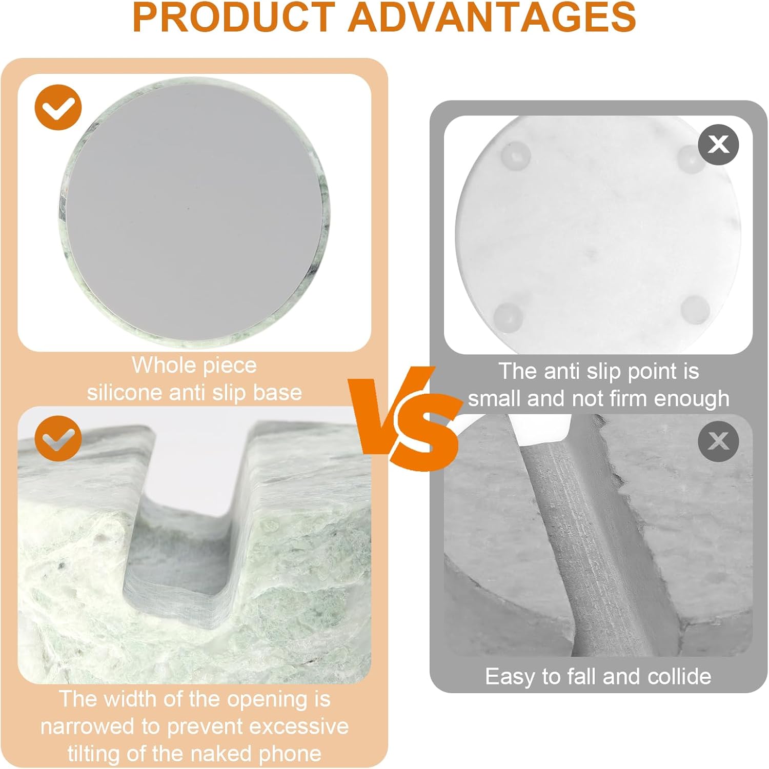 Elegant and Versatile Green Marble Phone Stand with Sound Amplified Output iPhone Phone Holder Function for Office Desk,Kitchen Counter,Bathroom,and Bedside - Image 7