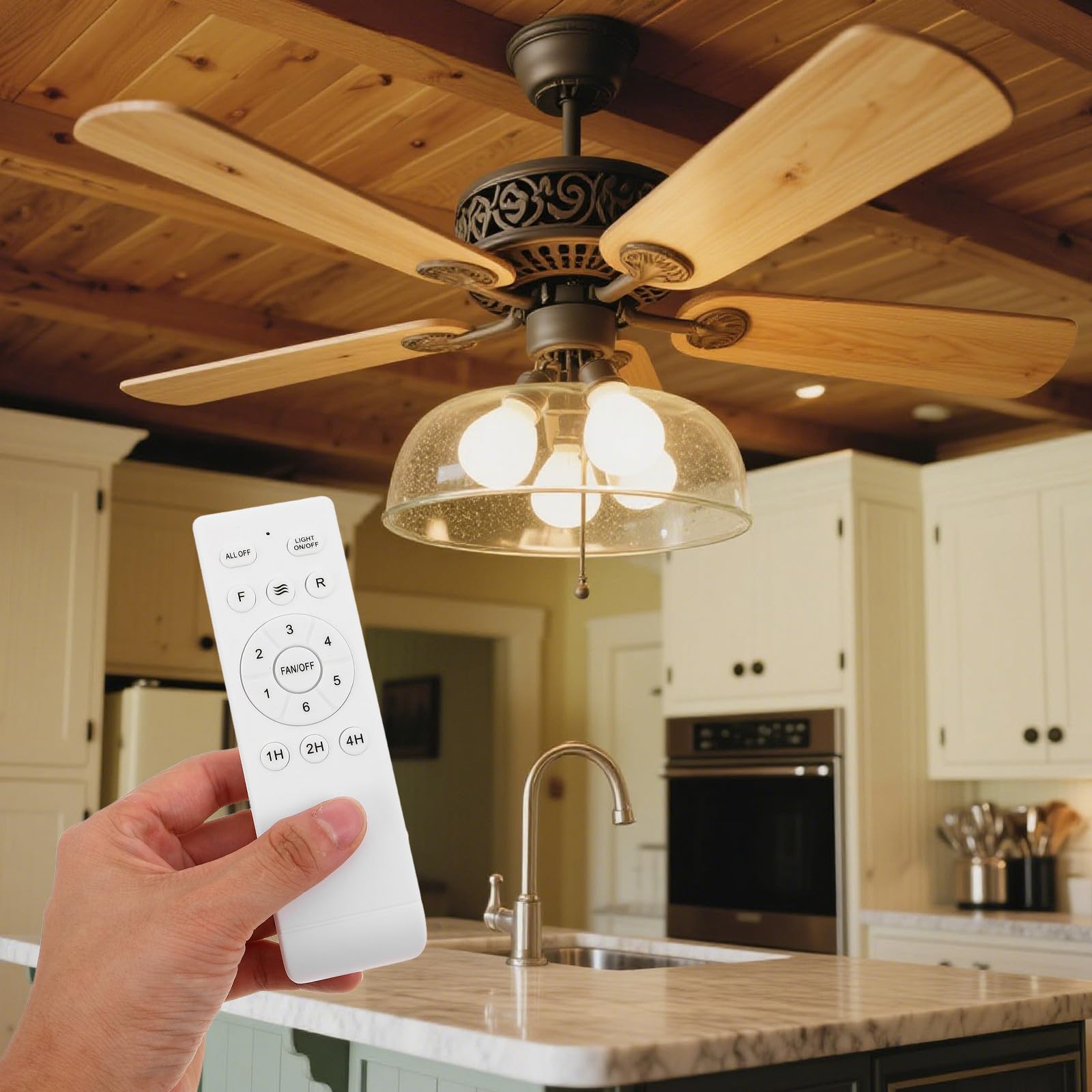 COLLBATH 2 mandos a distancia para ventilador de techo: control de ventilador de techo de 6 velocidades, regulador de intensidad de luz, temporizador de apagado automático de 1 a 4 horas para