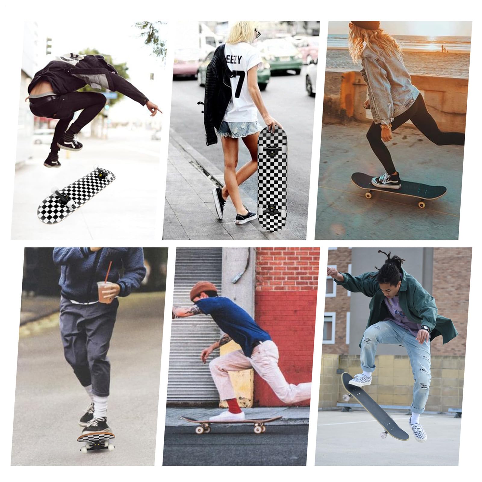 Skateboard en érable à 7 de 31 Pouces - Skateboard à Quatre Roues | concave à double kick - Skateboard de route pour adultes - Skates de route pour adultes - Exercice de trucs de parc - Pour