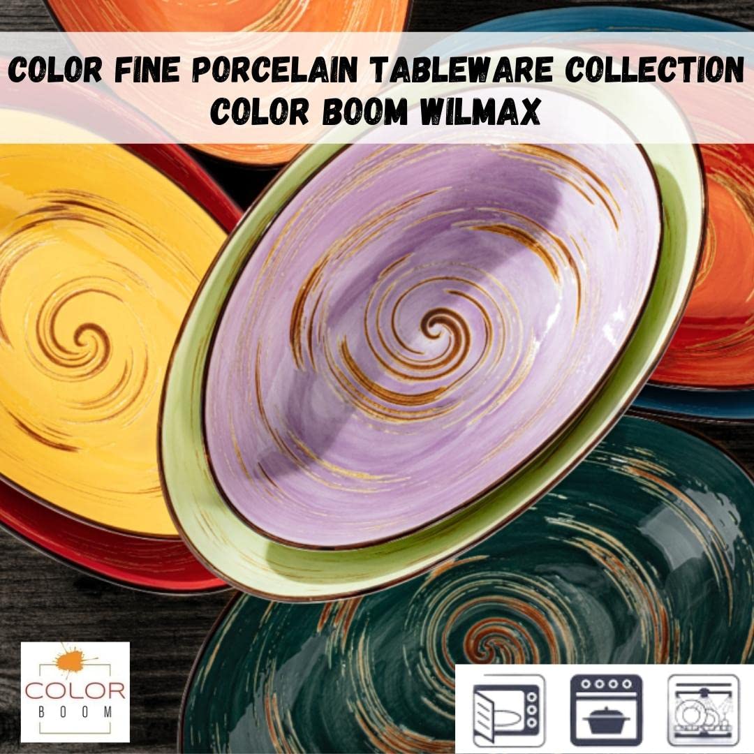 Wilmax Spiral - Juego de 2 platos hondos (2 unidades, elegantes, modernos, duraderos, seguros, porcelana esmaltada, resistente a los arañazos, apto para lavavajillas, para sopas, ensaladas, diámetro: