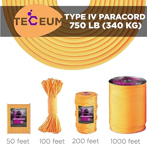 Miniatura 198 de TECEUM Cuerda de paracaídas de 750 libras – 1000 pies / 200 pies / 120 pies / 100 pies / 50 pies – Cuerda de paracaídas para campamento, Camuflaje