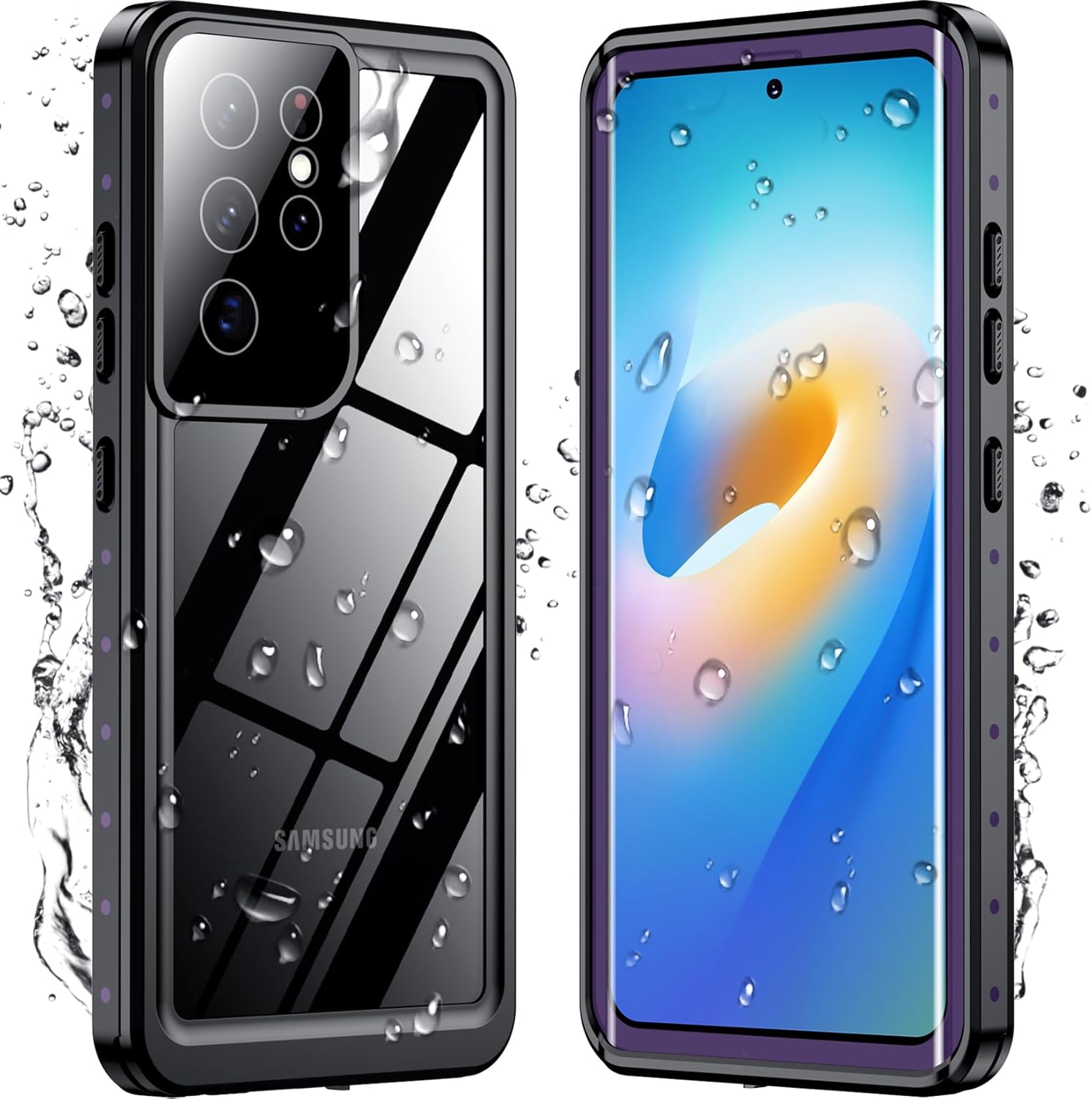 Temdan for Samsung Galaxy S21 Ultra Case Waterproof with Built-in Screen Protector 360 Full Body Underwater Case Shockproof Dustproof for Galaxy S21 Ultra Phone Case 5G 6.8 Inch Purple
