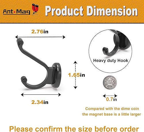 Miniatura 2 de Ant Mag Ganchos magnéticos resistentes de 140 libras de neodimio, ganchos de pared para colgar abrigos, batas, mochilas, bolsos, sombreros, llaves,