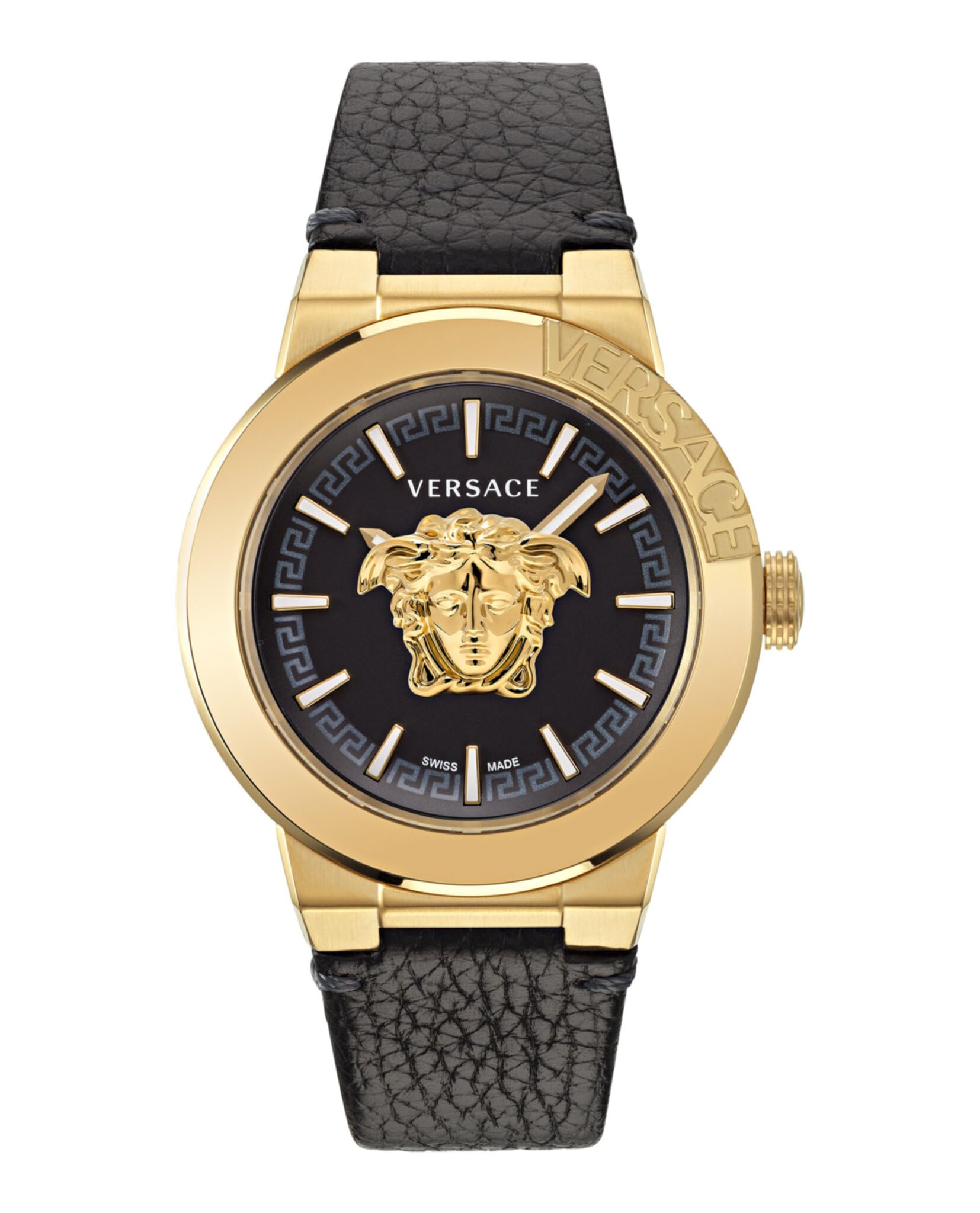 Versace Men Analogue Swiss Quartz Watch with Leather Strap VE7E00223