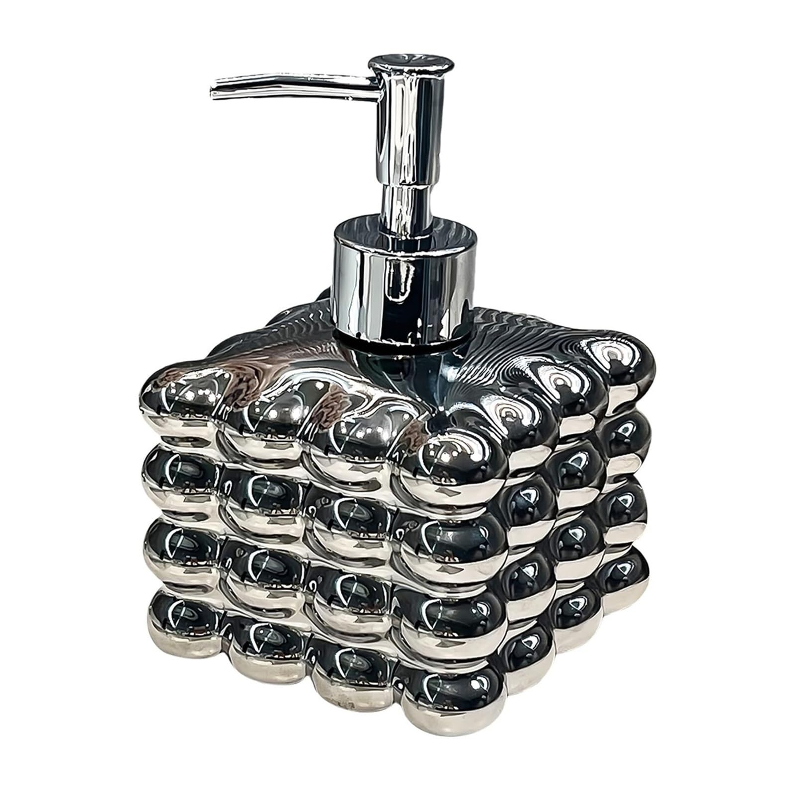 Hand Ceramic Soap Dispenser with Pump Refillable Lotion for Bathroom Vanity Countertop Dish for Bathroom(Silver)