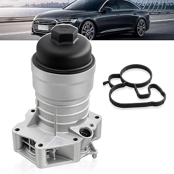 06M115401E Upgraded aluminum Oil Filter Housing Assembly for Audi A6 A7 A8 Q7 Q8 RSQ8 RS5 S4 S5 S6 S7 S8 SQ5 SQ7 SQ8 2018-2025 2.9L 3.0L 4.0L V6 V8 Replaces# 06M115401F