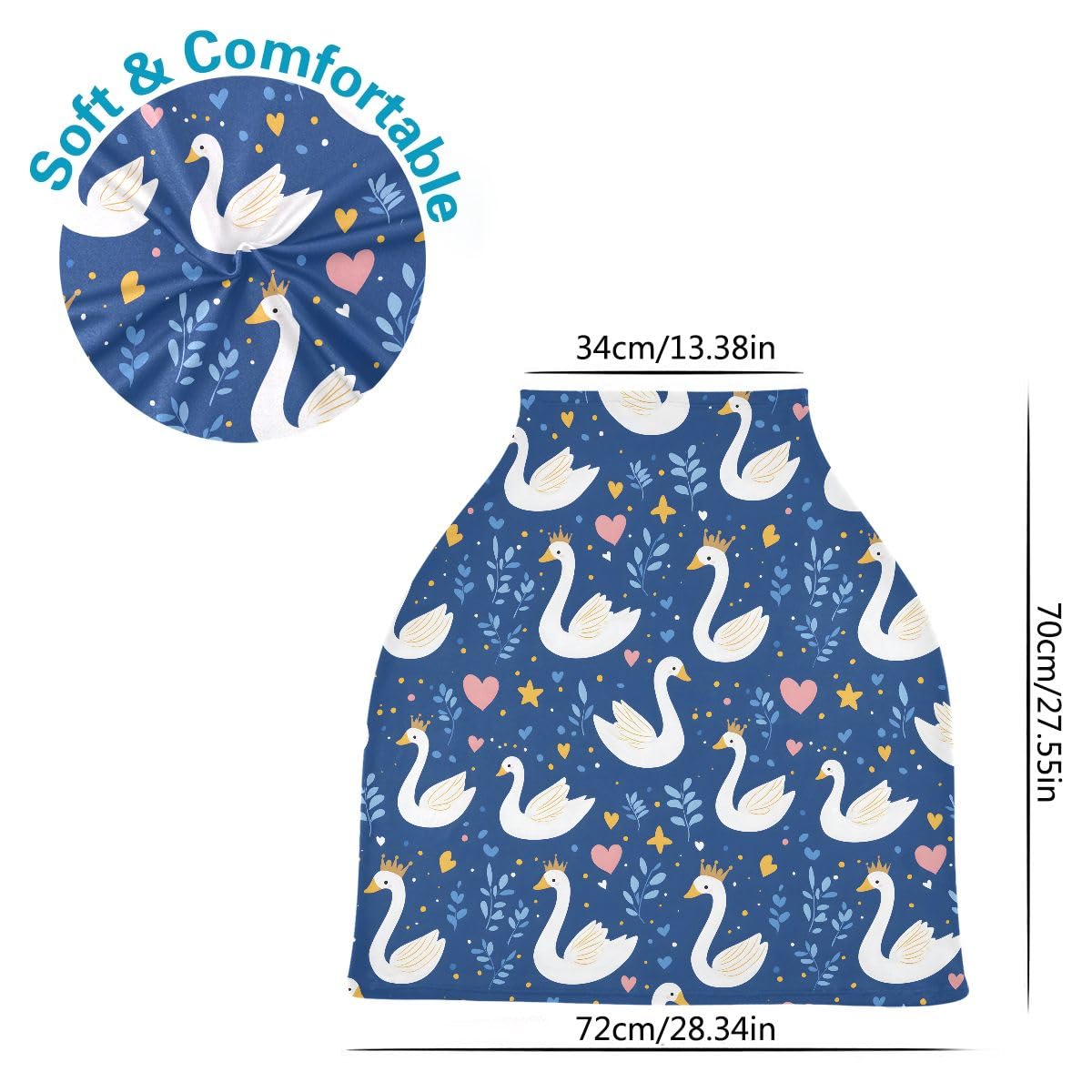 Baby Car Seat Canopy Covers Nursing Cover Stretchy Boys Girls Swans Crowns Carrier Cover Breastfeeding Cover Breathable