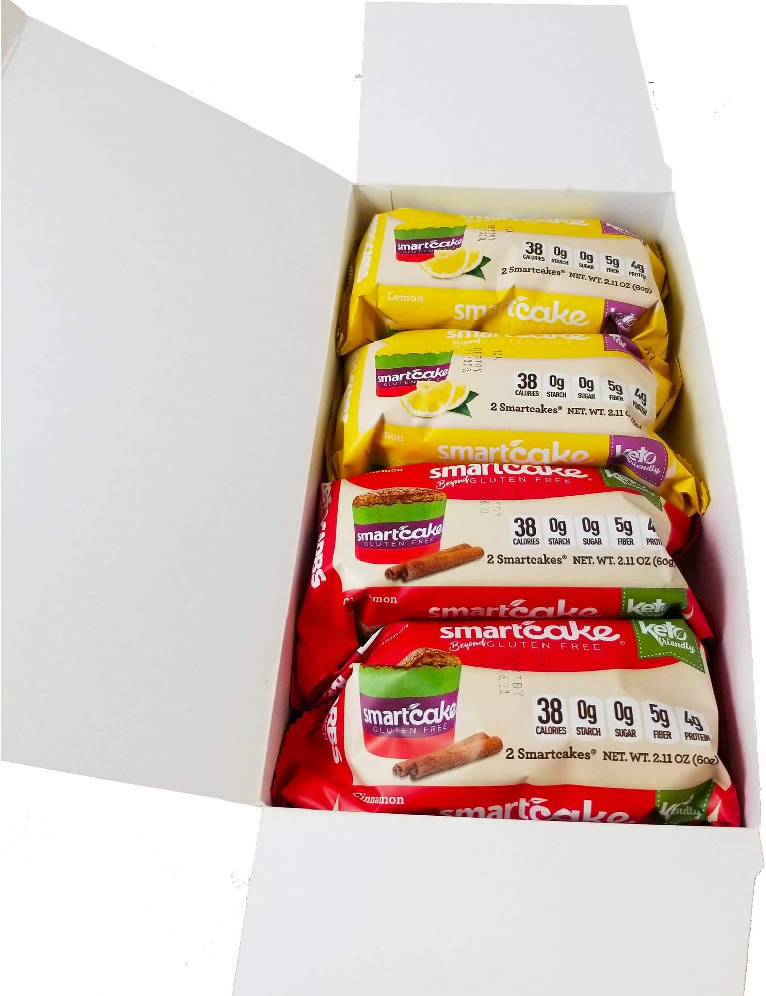 COMBO SMARTCAKE BUNDLE: 2 LEMON TWIN PACKS AND 2 CINNAMON TWIN PACKS: GLUTEN FREE, SUGAR FREE, LOW CARB SNACK CAKES: TOTAL OF 4x twin packs