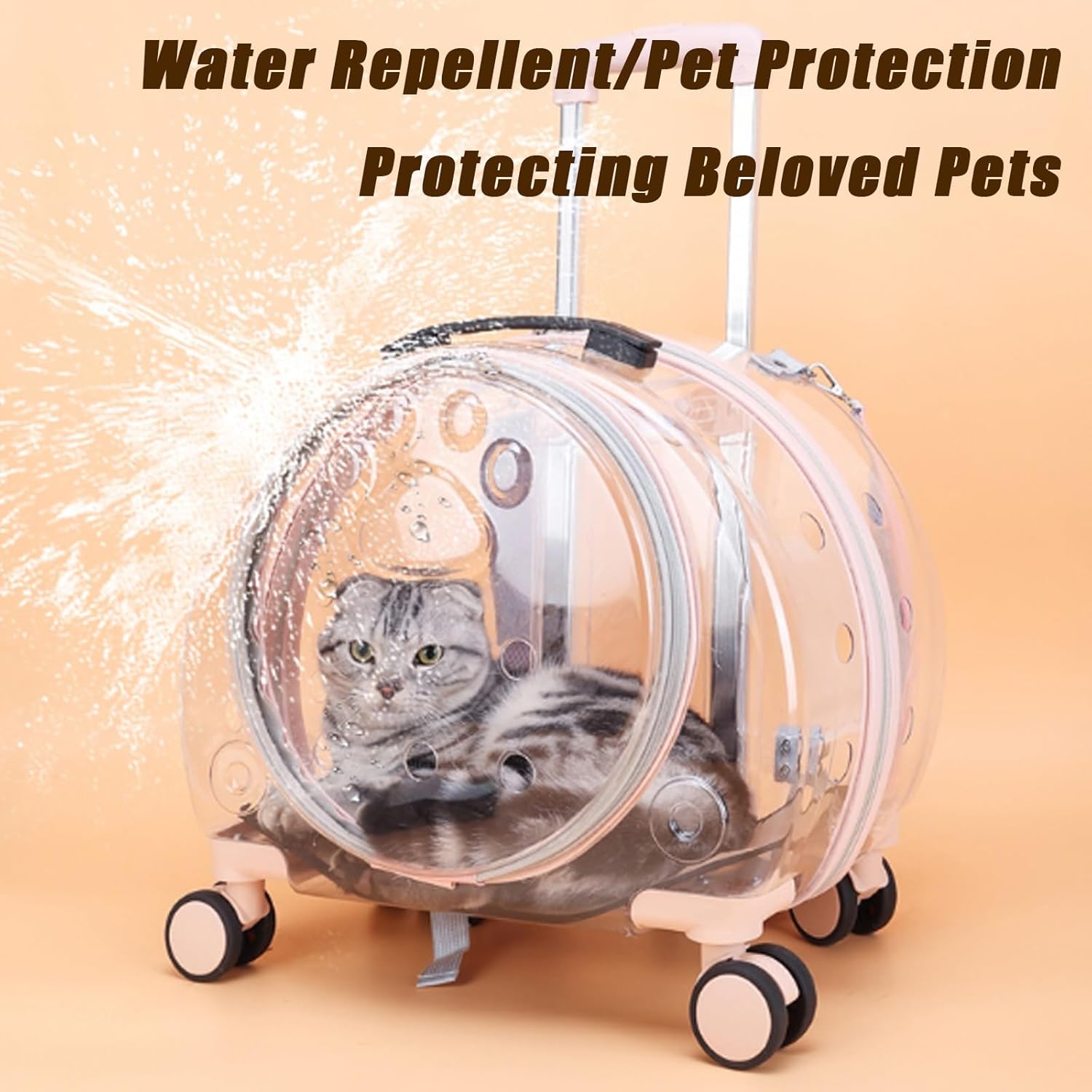 Clear Rolling Pet Carrier for Small Dogs Cat,Pet Carrier with Wheels Airline Approved,New Transparent, Simple, Large Capacity, Portable, Creative Pet Backpack, Space Cabin, Dog Luggage(A)