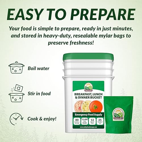 Miniatura 4 de Valley Food Storage Cubo de desayuno, almuerzo y cena  Suministro de alimentos de emergencia premium de 80 porciones  Alimento de supervivencia
