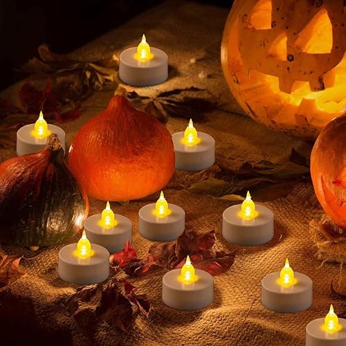 Miniatura 2 de JUNPEI - Paquete de 24 velas de té con luz LED amarilla cálida, velas sin llama, realistas, brillantes y parpadeantes, para la celebración