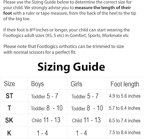 Miniatura 7 de Footlogics Fun Kids - Plantillas ortopédicas para zapatos con soporte de arco para el dolor de talón de los niños (enfermedad de Sever), dolores de