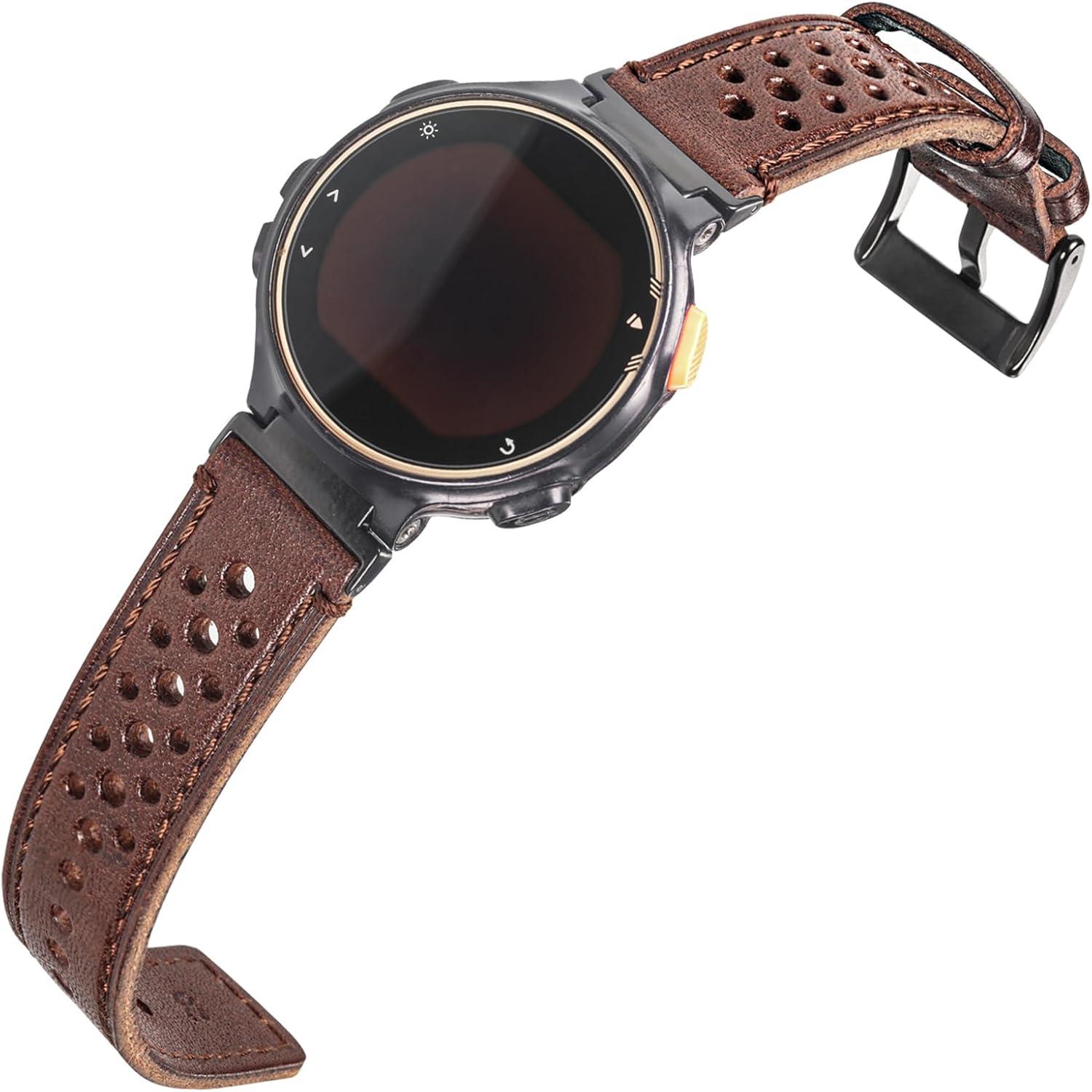 HEMSUT Genuine Leather Perforated Watch Strap Band for Garmin Forerunner 235, 735XT, 220, 230, 620, 630, 235 Lite & Approach S20, S5, S6