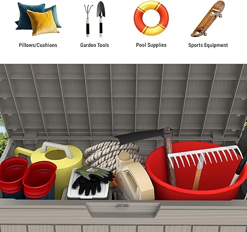 Vista 20 de Mars Villa Deck Box, Waterproof Weatherproof and UV Resistant Resin Storage Bin with Lockable Lid, Ideal for, Outdoor, Patio Furniture Cushions