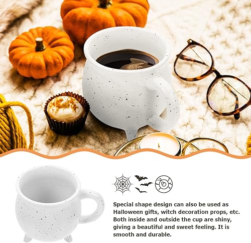 Miniatura 2 de DOITOOL Taza de bruja de caldero blanco, caldero de cerámica, decoración de Halloween, taza de café de Halloween, regalo para fiesta de Halloween,