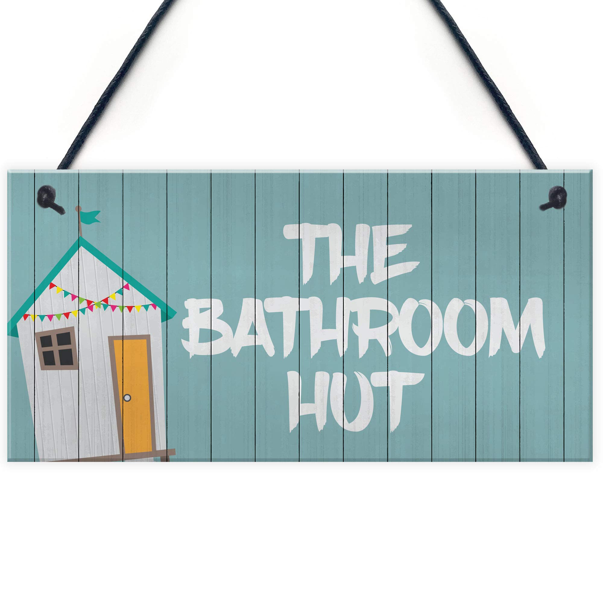 Quirky Nautical Bathroom Sign THE BATHROOM HUT Beach Theme Toilet Sign