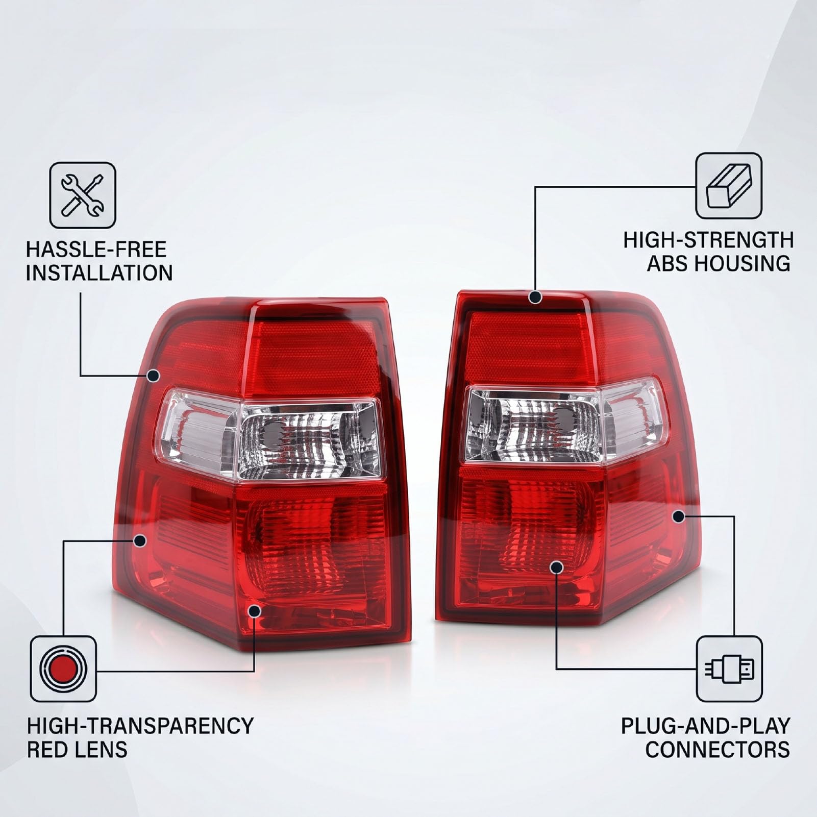 Tbest Conjunto de Luces Traseras Izquierda y Derecha, Pilotos Traseros con Conectores Estándar, par for Reemplazo de Luz Trasera