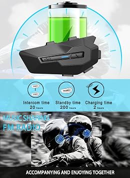 MAXTO X2 Motorcycle Bluetooth Headset, 2-Rider 1000M Intercom, 2 Pack