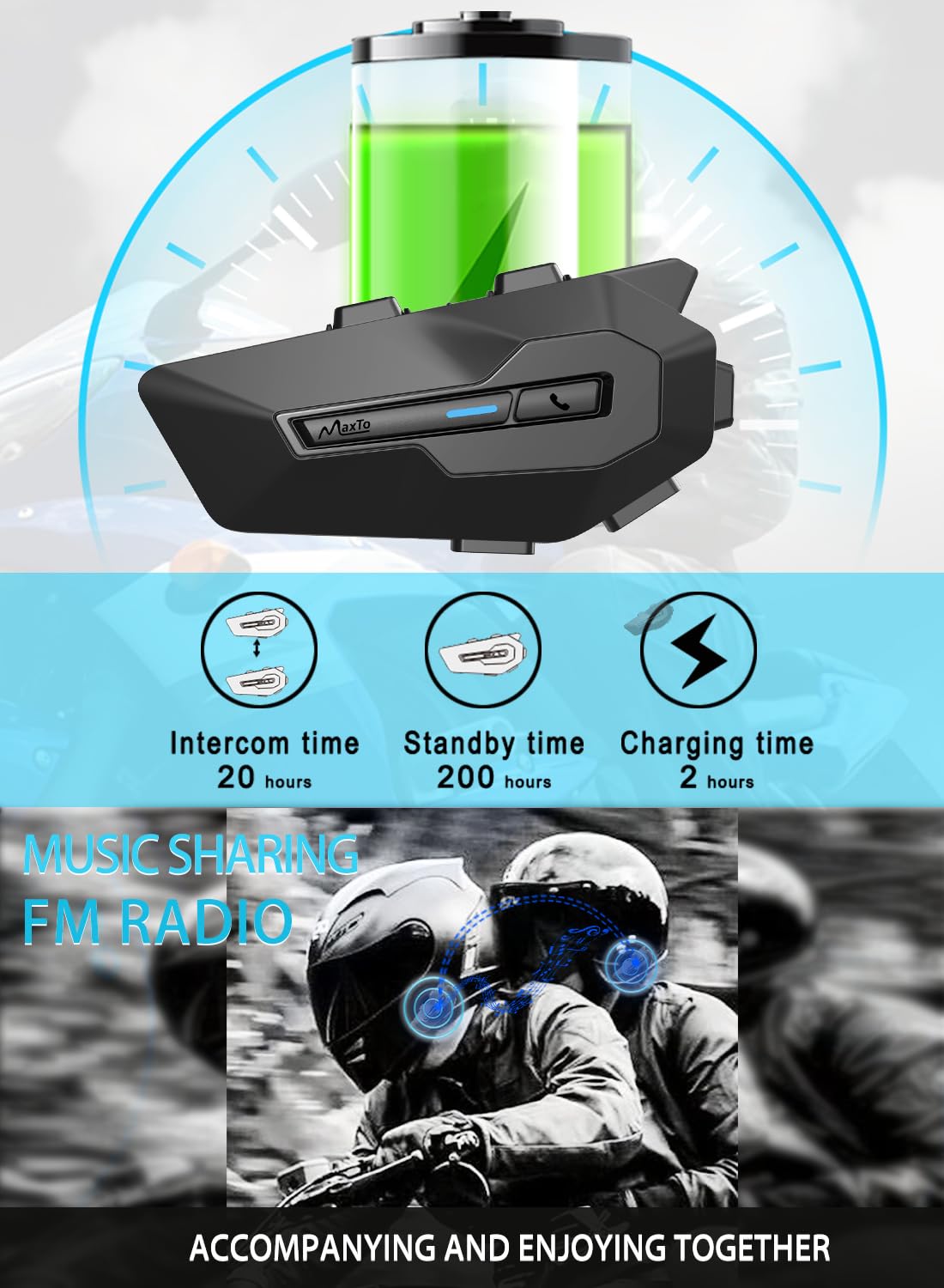 BLAISE V8S Motorfiets Bluetooth Intercom Muziek De