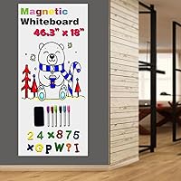 Vista 8 de Papel de Contacto Magnético de Pizarra para Pared 46.3"x18" Pegatina Autoadhesiva de Tablero Magnético de Pared con 36 Letras Magnéticas