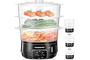 13.7QT 3 Tier Electric Food Steamer for Cooking Vegetable Veggie