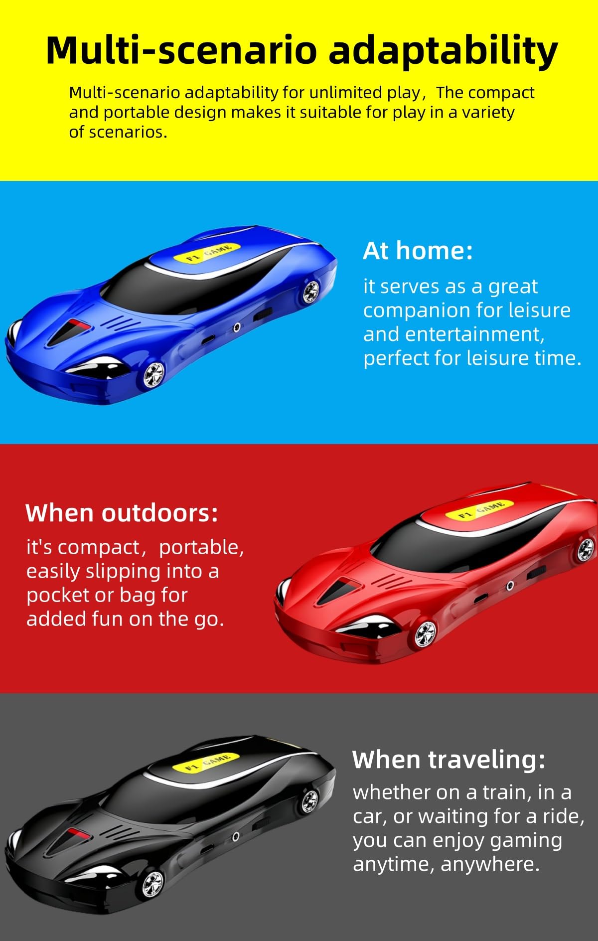 CZT 3.0" Forma de Coche Deportivo Consola de Videojuegos 250 Juegos de 64 bits Compatible con Salida de TV Rompecabezas Portátil para niños Regalo Ideal de Cumpleaños Ocio