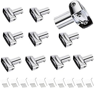 KoKone 10 Pack Shower Curtain Rod Bracket Adjustable 180 Rotation Bracket | for Curved Shower Curtain Rod Sturdy Zinc Alloy Wall Mounted Curtain Rod Holder for Bathroom, Wardrobe, Kitchen, Silver