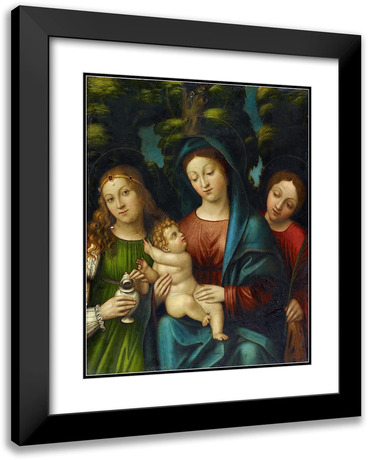 ArtDirect Giovanni Francesco Caroto 15x18 Black Modern Frame and Double Matted Museum Art Print Titled - The Virgin with Child and the Saints Magdalene and Catherine
