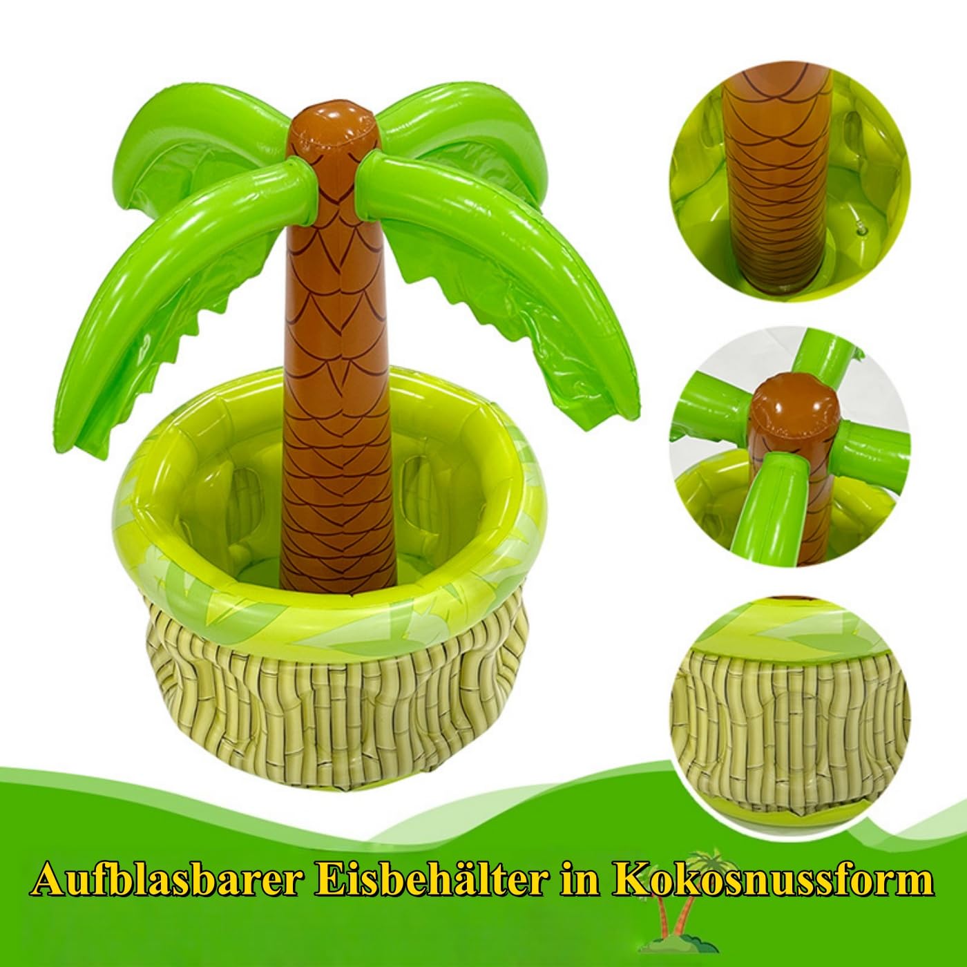 Lot de 2 refroidisseurs de piscine gonflables, accessoires de piscine, refroidisseurs de boissons flottants, cactus palmier, porte-bière, été, plage, fête hawaïenne