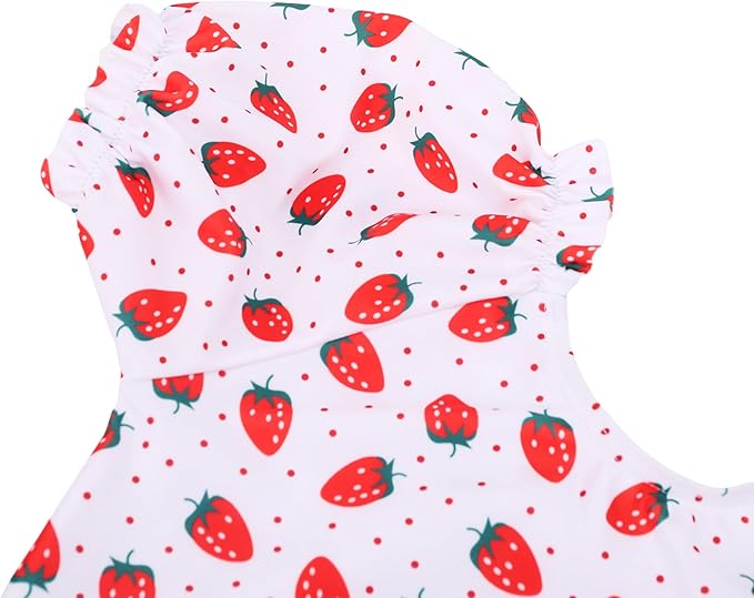 LIZENS Girls' One-Piece Swimwear Adorable Bunny Rabbit Puff Sleeve Tropical Floral Girls Bathing Suit(BL113,9-10T