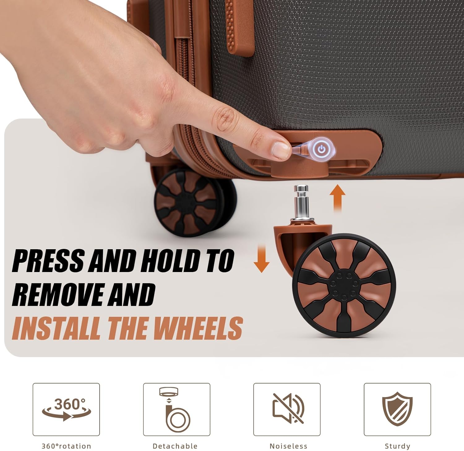 Expandable Luggage Sets 5 Piece with Detachable Spinner Wheels and TSA Lock,ABS Hard Case Suitcases with Wheels,Carry On Luggage Set - Image 4