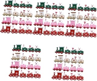 Toyvian 20 Peças Enfeite De Trem Pequeno Mini Trens Crianças Mini Brinquedos Decoração Infantil Conjunto De Mini Trem Decoração De Trem De Madeira De Natal Decoração De Mesa De Natal