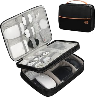 Colacoo Large Electronic Organizer, Double Layer Portable Waterproof Travel Cable Organizer Bag Pouch for Electronics Accessories, Travel Storage Bag for Tablet,Cable,Cord,Charger,Earphones(Black)