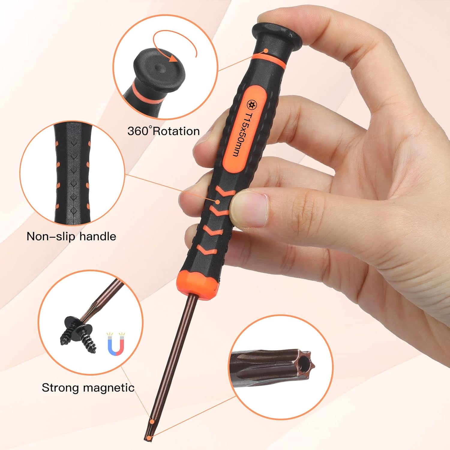 JOREST Single Precision Screwdriver, T15 Torx Security with a Spudger, Tool for Switch, PS3/4/5, Laptop, Wii, Xbox, Macbook, etc, to Repair, Clean, Replace Parts