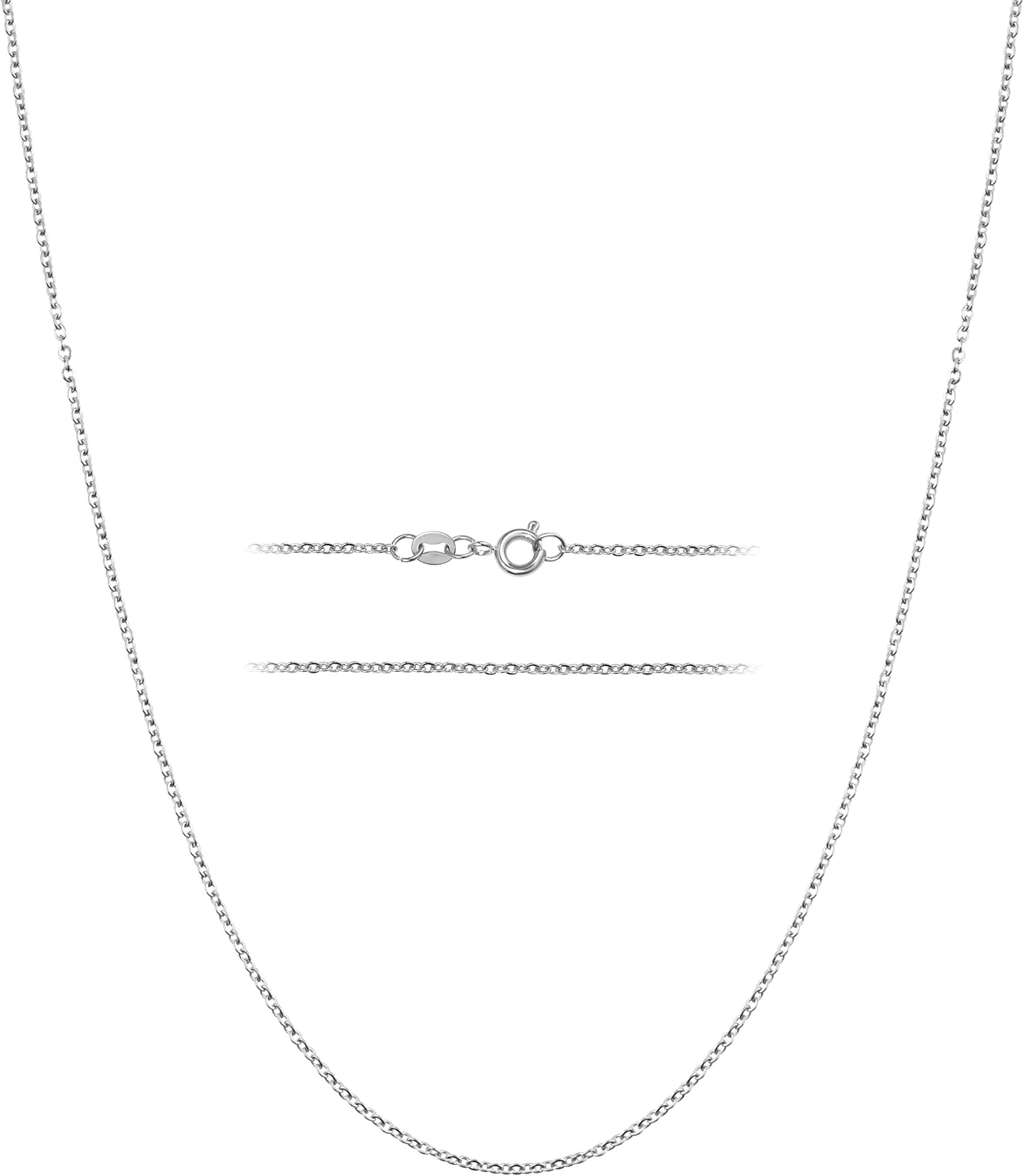 Sterling Silver Cable Link Chain Necklace โThin, Dainty, Sterling Silver Plated Stainless Steel Jewelry for Women & Men with Spring Ring Clasp