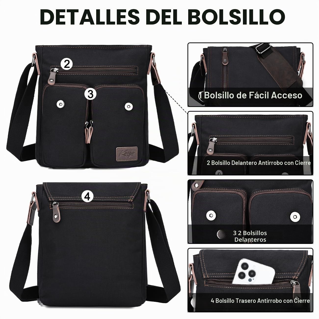 Bandolera Hombre Pequeña, Bolso Lona Unisex Bolsa Mensajero Retro Bolso de Hombro Resistente al Agua Bolsos Cruzado Vintage Bolsos Messenger Casual para Escuela Trabajo Viajes