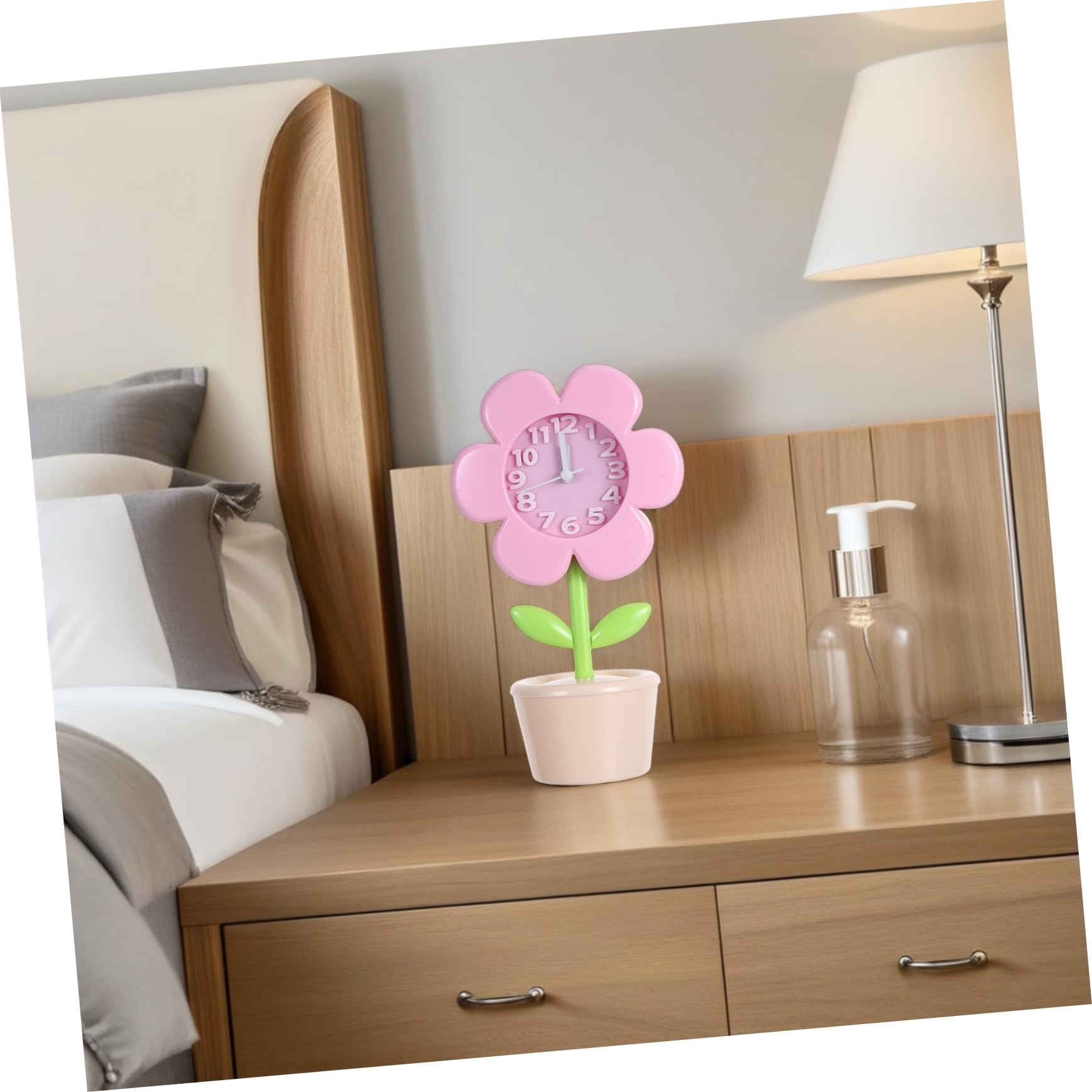 Ciieeo Despertador Infantil Digital de Flores Pequeño Rosa, Mecanismo Silencioso, Material Plástico, para Estudiantes, Adecuado para Dormitorios y Viajes, Reloj de Mesa Decorativo