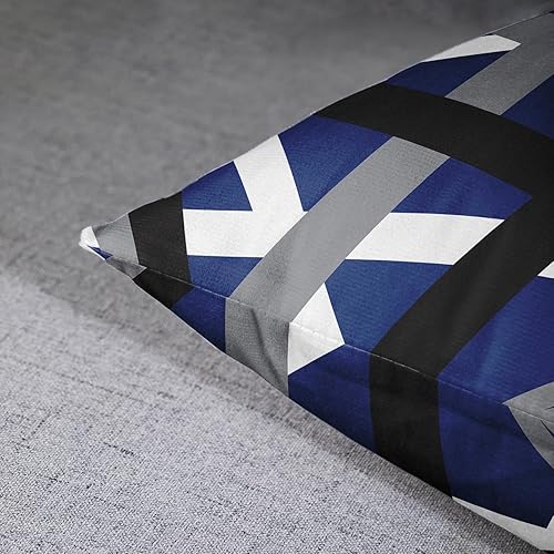 Miniatura 3 de Emvency Juego de 2 fundas de almohada con rayas azules y negras, diseño gris y blanco, funda de almohada decorativa retro, funda de almohada a rayas