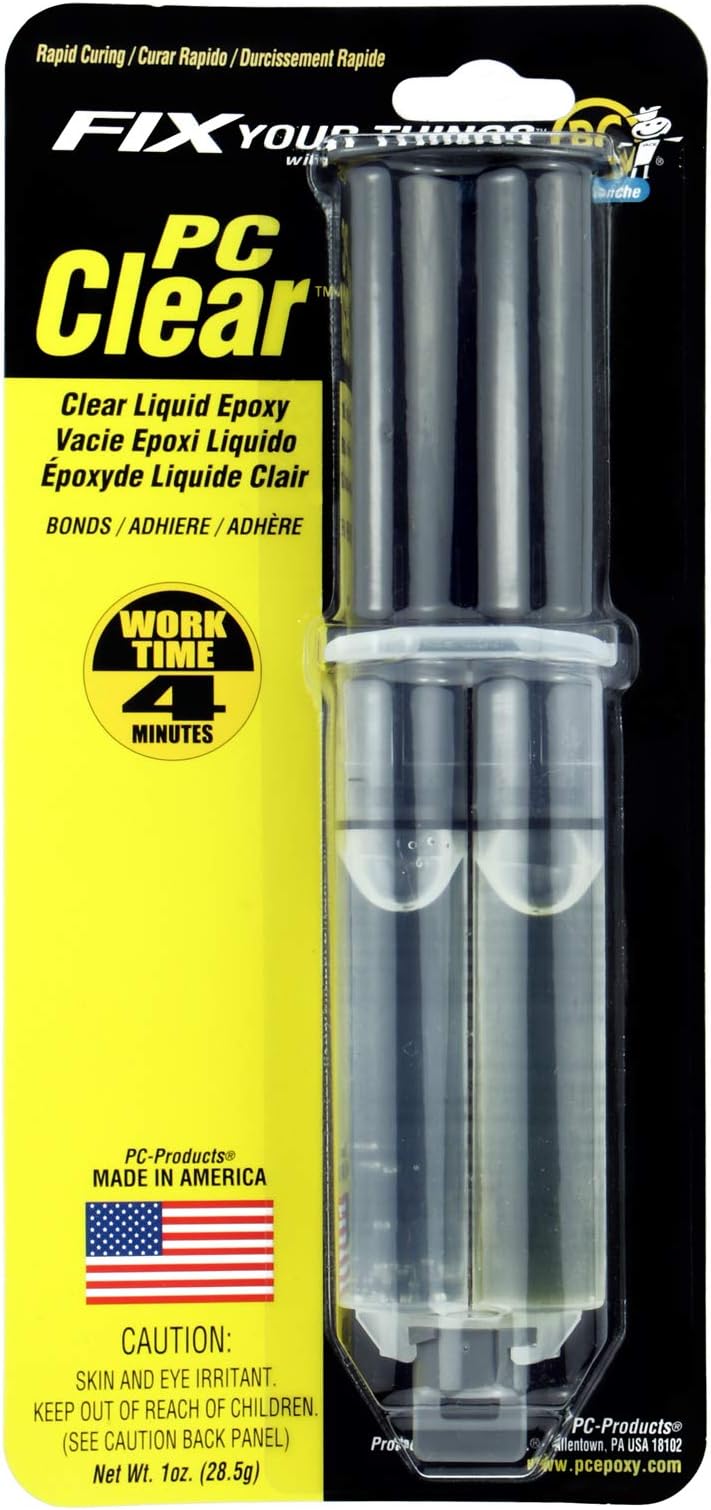 PC Products PC-Clear Epoxy Adhesive Liquid, 1oz Double Syringe, Clear 70147