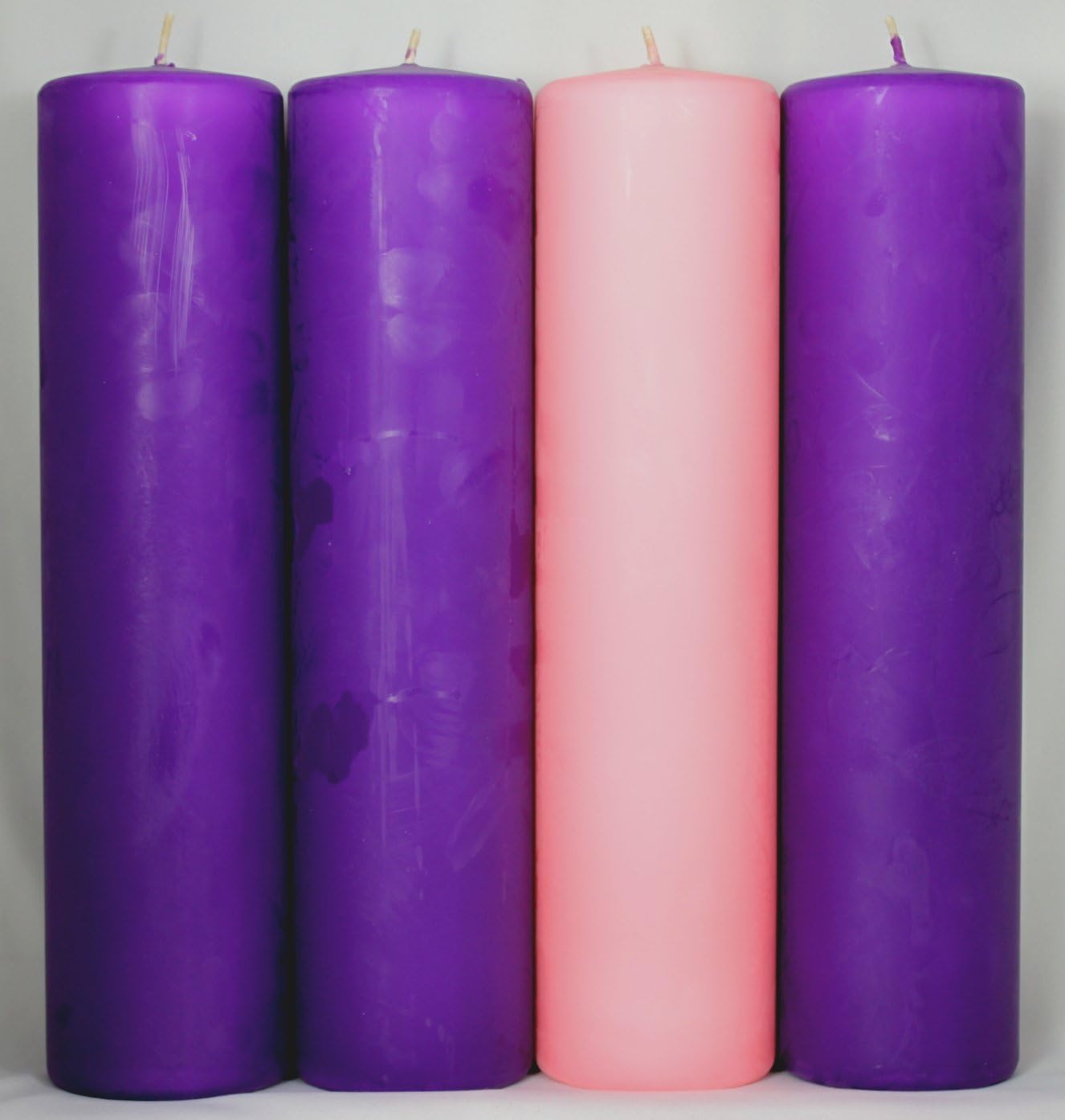 3" X 12" Stearine Wax Advent Pillar Candles (Set of 4)