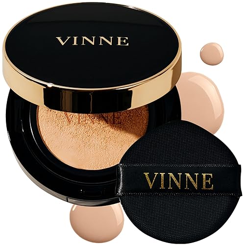 VINNE Base de maquillaje Essential Skin Nuder, base de maquillaje con protección solar SPF50, acabado húmedo y cobertura natural, base de cojín