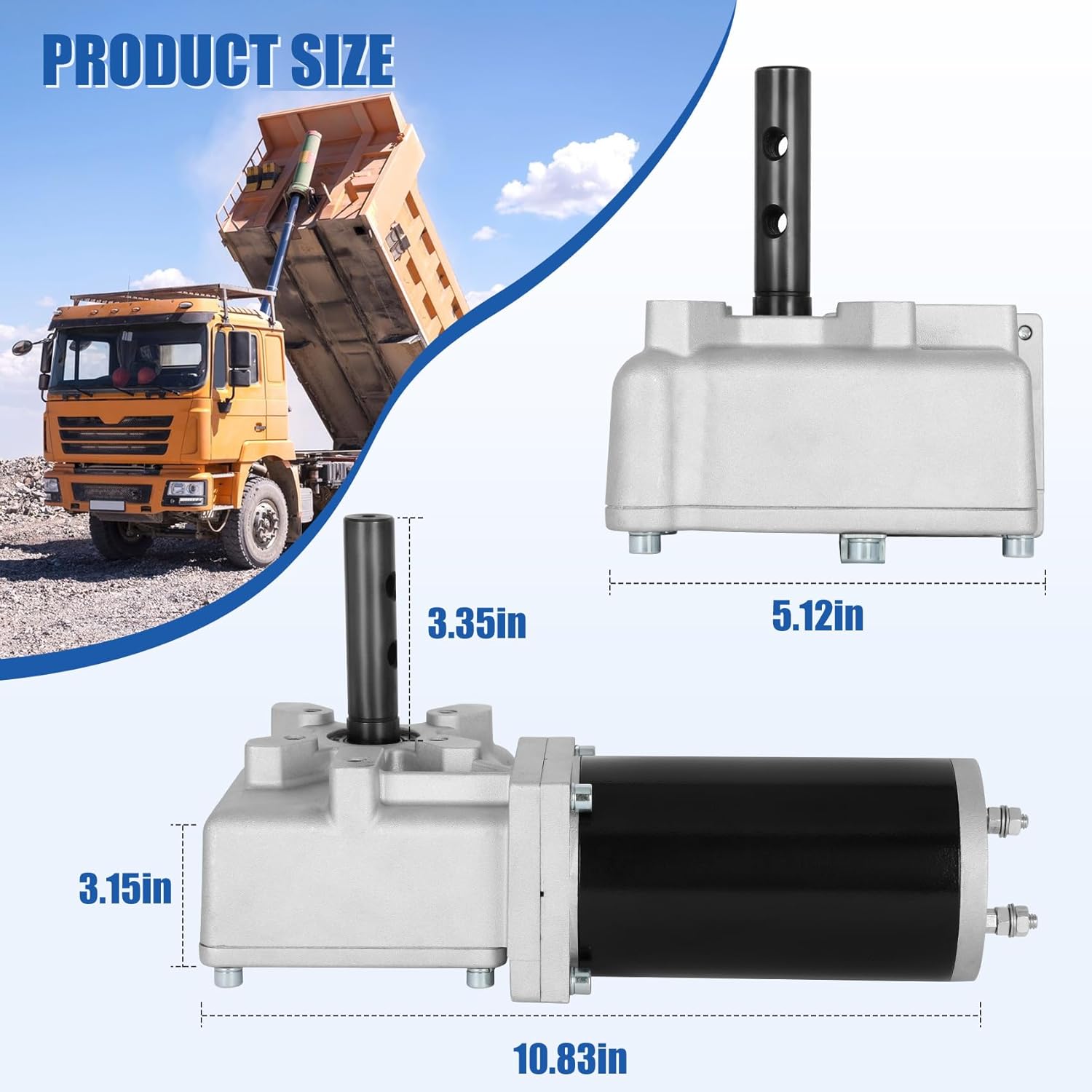 12V 2.0 HP 90:1 900 Watt Dump Truck Roll Tarp Motor with Chrome Cover,Universal Replacement Dump Truck Trailer Tarp Motor, fit for Transport Trucks, Heavy Trucks(1 Year War/y)